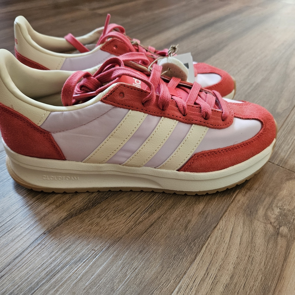 Women's Adidas Run 70s 2.0 Pink and Red Sneakers - Picture 3 of 5